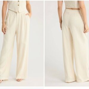 NWT Wayf Cream Wide-Leg Women's Linen Blend Pants